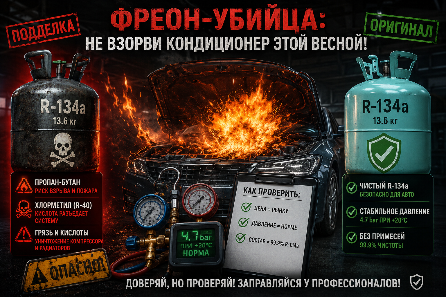 Контрафактный фреон R134a - опасность для автокондиционера